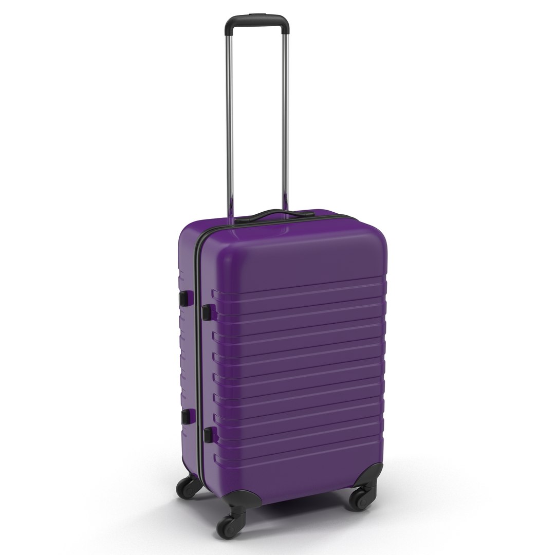 Plastic Trolley Luggage Bag Violet 3D model preview