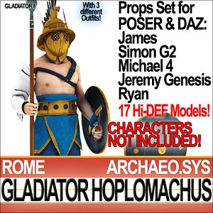 props set daz roman gladiator 3d model