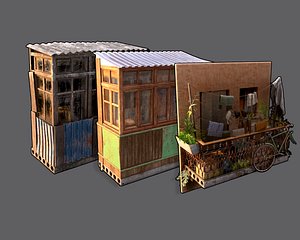 Pack of old Soviet balconies Game ready 3D