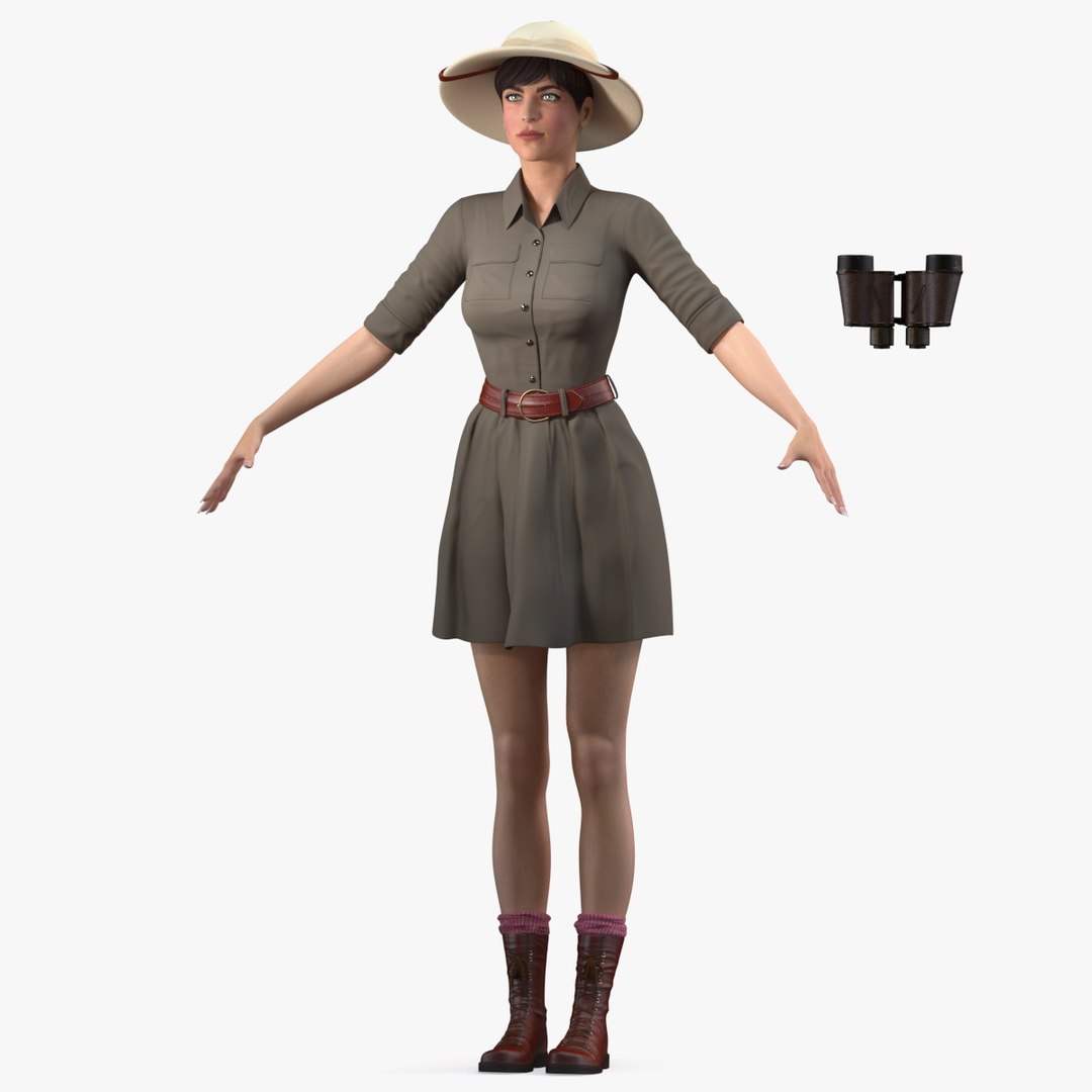 Female Zookeeper T Pose 3D model preview