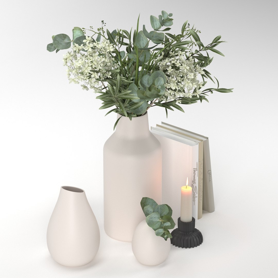 Bouquet Eucalyptus Hydrangea Plant 3D - TurboSquid 1628020