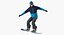3D model skier snowboard man boards