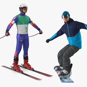 Skier and Snowboard Man Rigged Collection