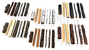 3D model firewood wood oak