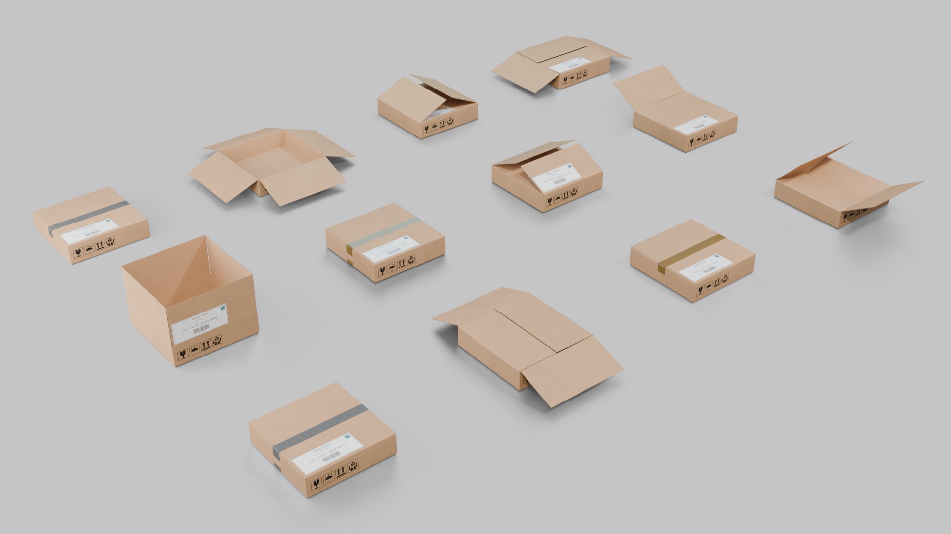 Cardboard Cube Flat Box - Rigged And Fully Customizable Model ...