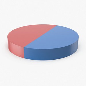 3d pie chart half red blue