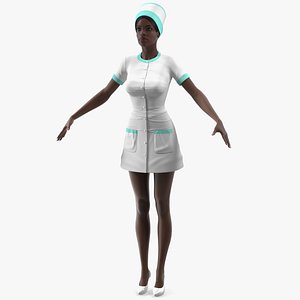dark skinned black nurse 3D