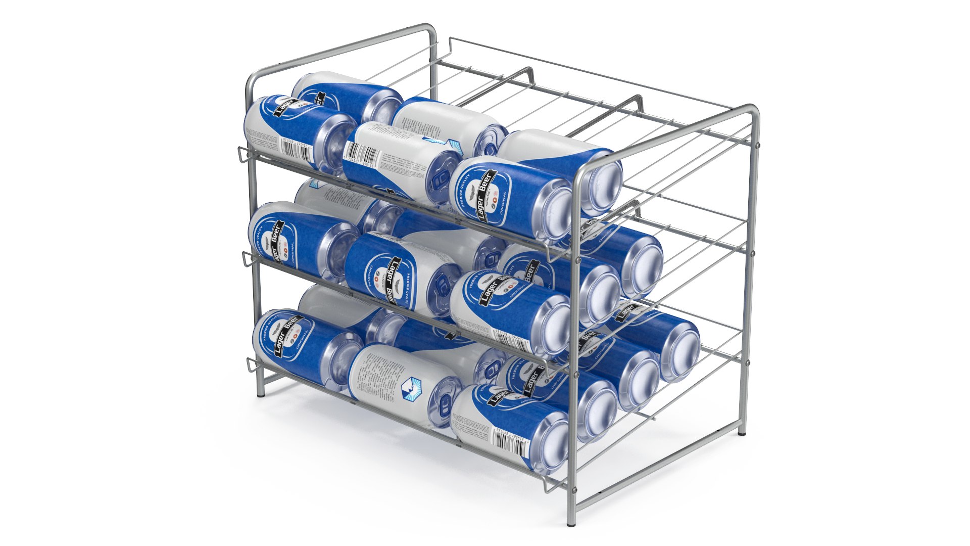 Wide Can Organizer Chrome with Beer Cans 3D model preview