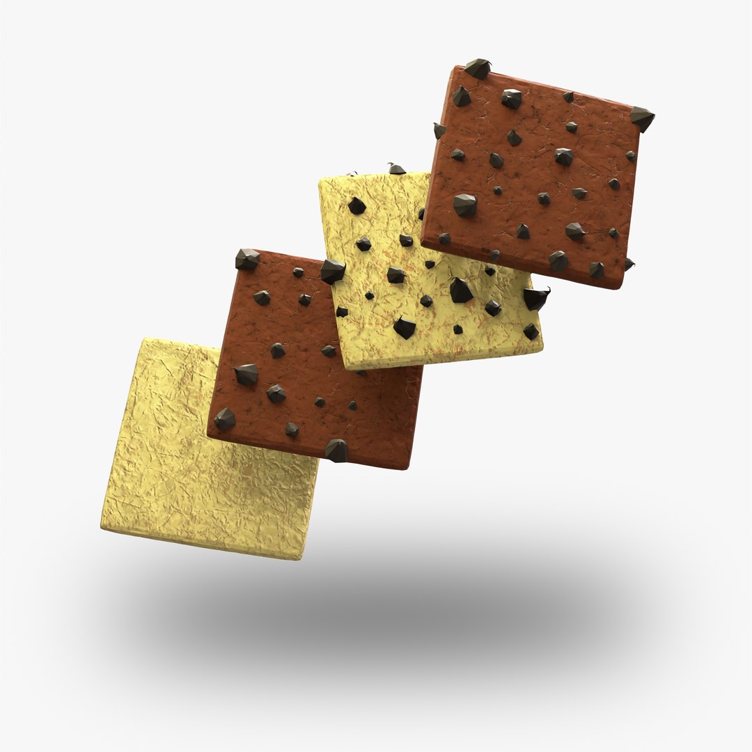 Square Shaped Cookies - Vanilla And Chocolate With Choco Chips 3D ...