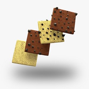 Square Shaped Cookies - Vanilla and Chocolate with Choco Chips 3D