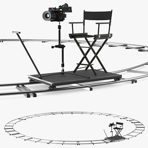 Circular Camera Dolly with Seat and Camcorder