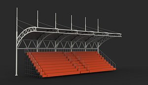 Bleacher with canopy shade 3D model 3D model