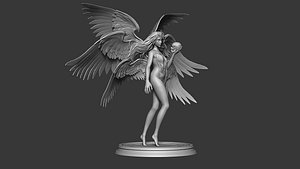 Graceful Angel with Wings High-Detail 3D print model 3D