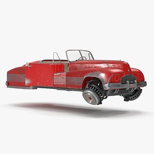 Red Retro Hovercar Old Rigged 3D