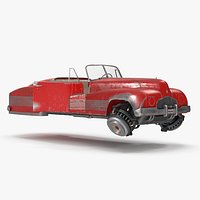 Red Retro Hovercar Old Rigged