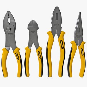 4-piece pliers set stanley 3d model