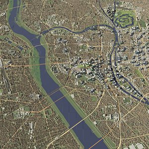 3D Osaka - Yodo river Japan - city and urban