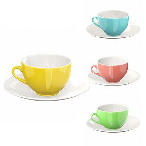 colorful mug set 3D