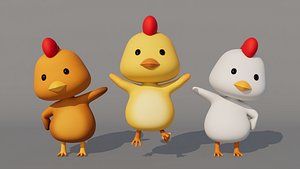 3D model Rigged Cartoon Chicken