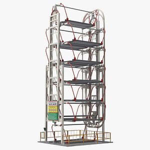 Car Parking 12 Place Rotary Lift System Rigged model