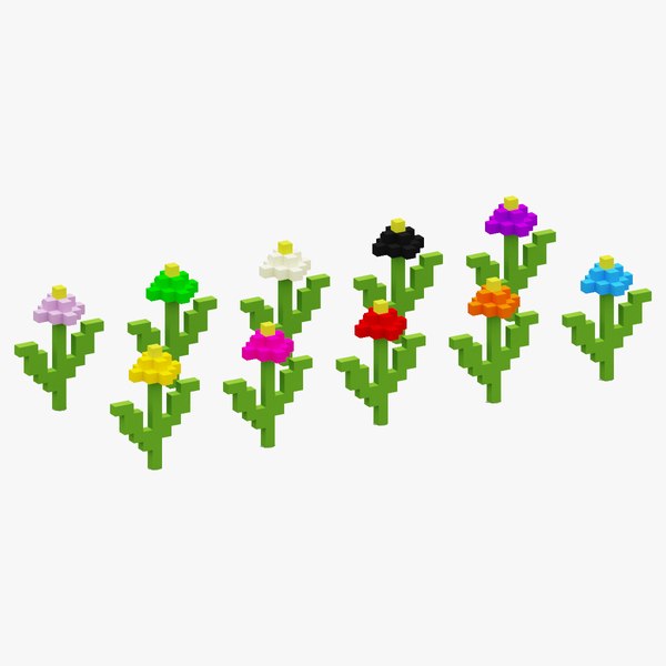 3D Voxel Flowers model TurboSquid 1873340