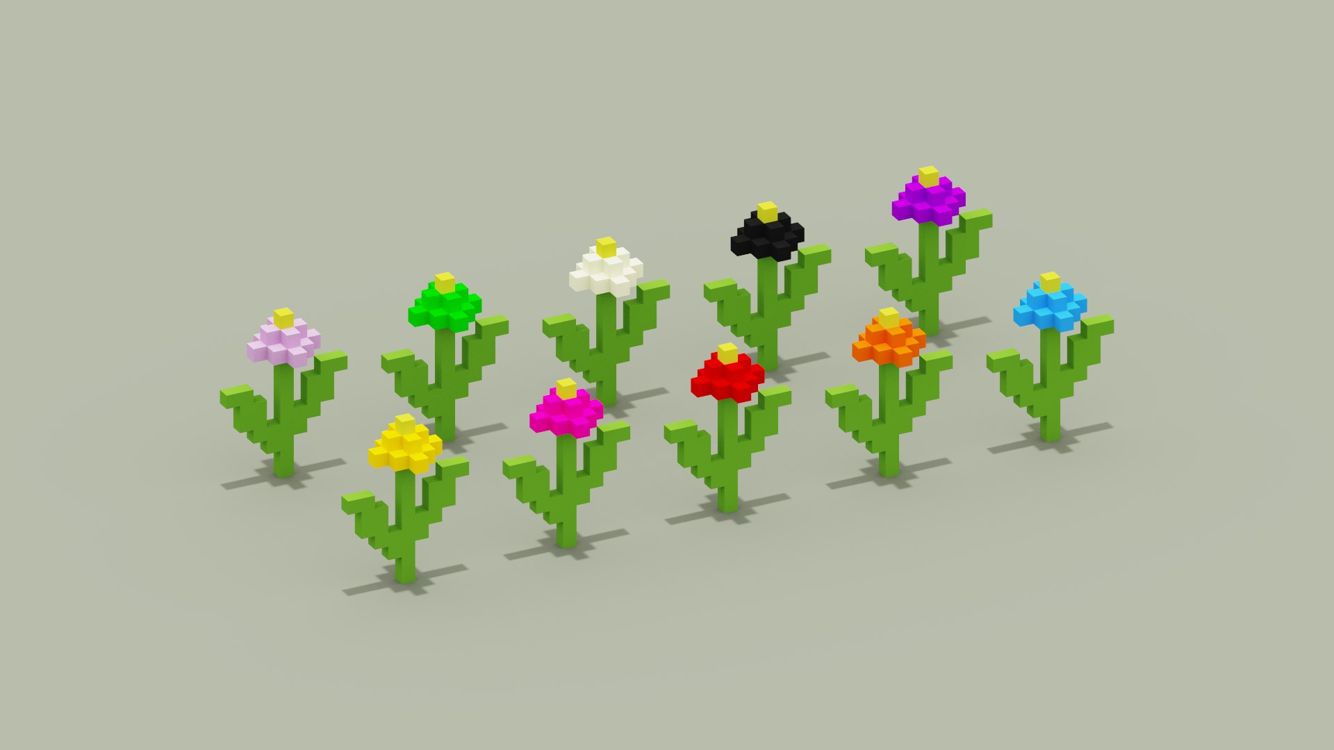 3D Voxel Flowers Model TurboSquid 1873340