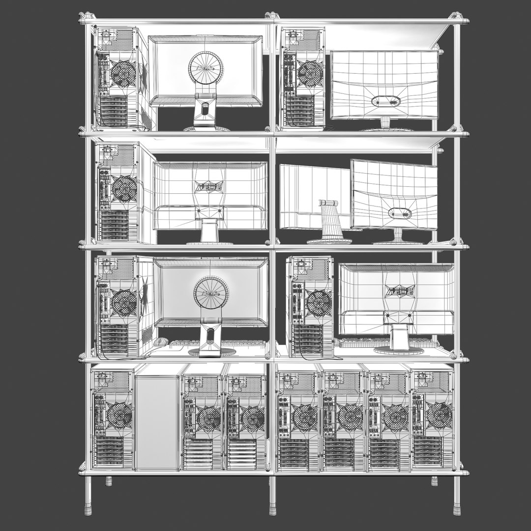 personal computer shelf desktop 3d model