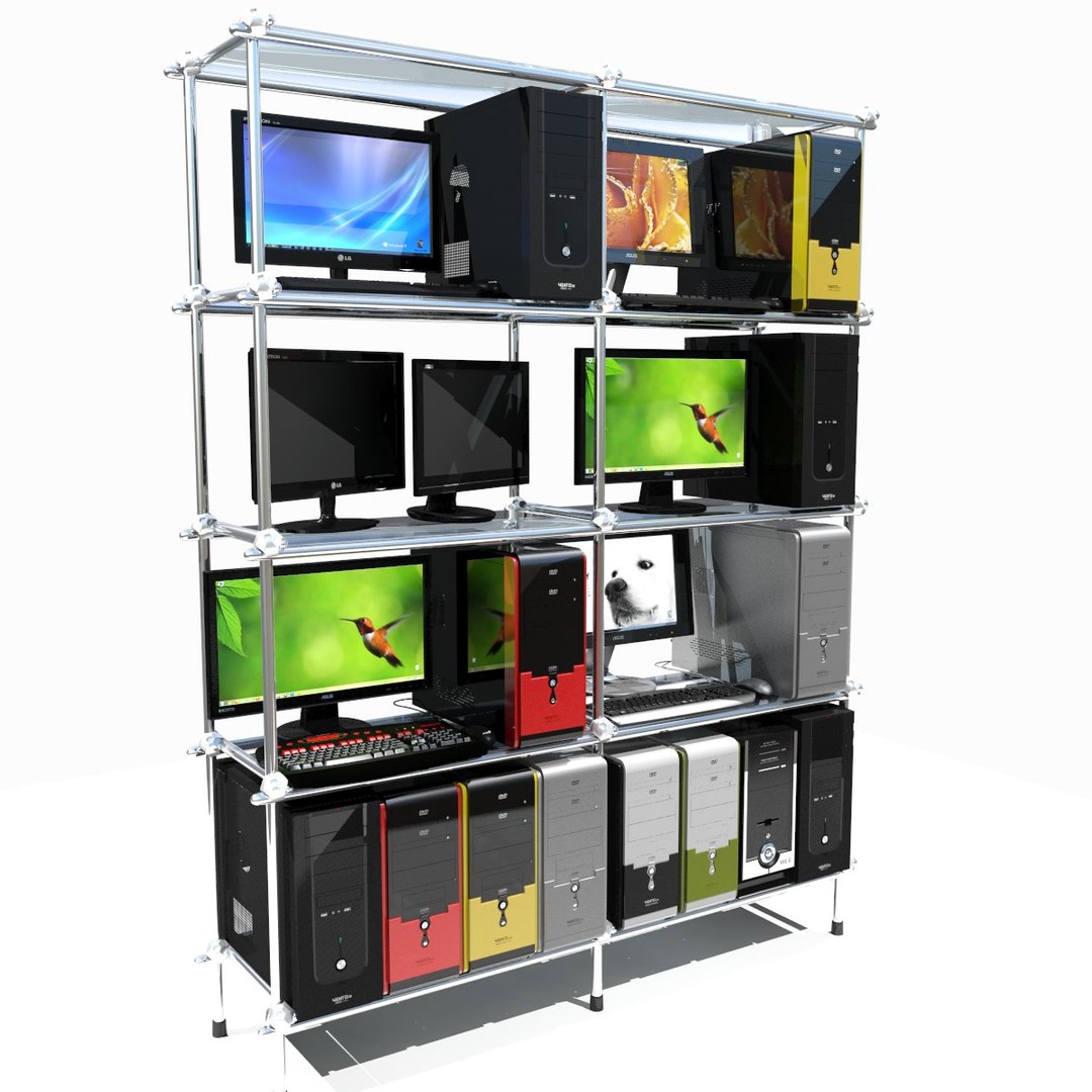 Personal Computer Shelf Desktop 3d Model