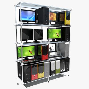 personal computer shelf desktop 3d model