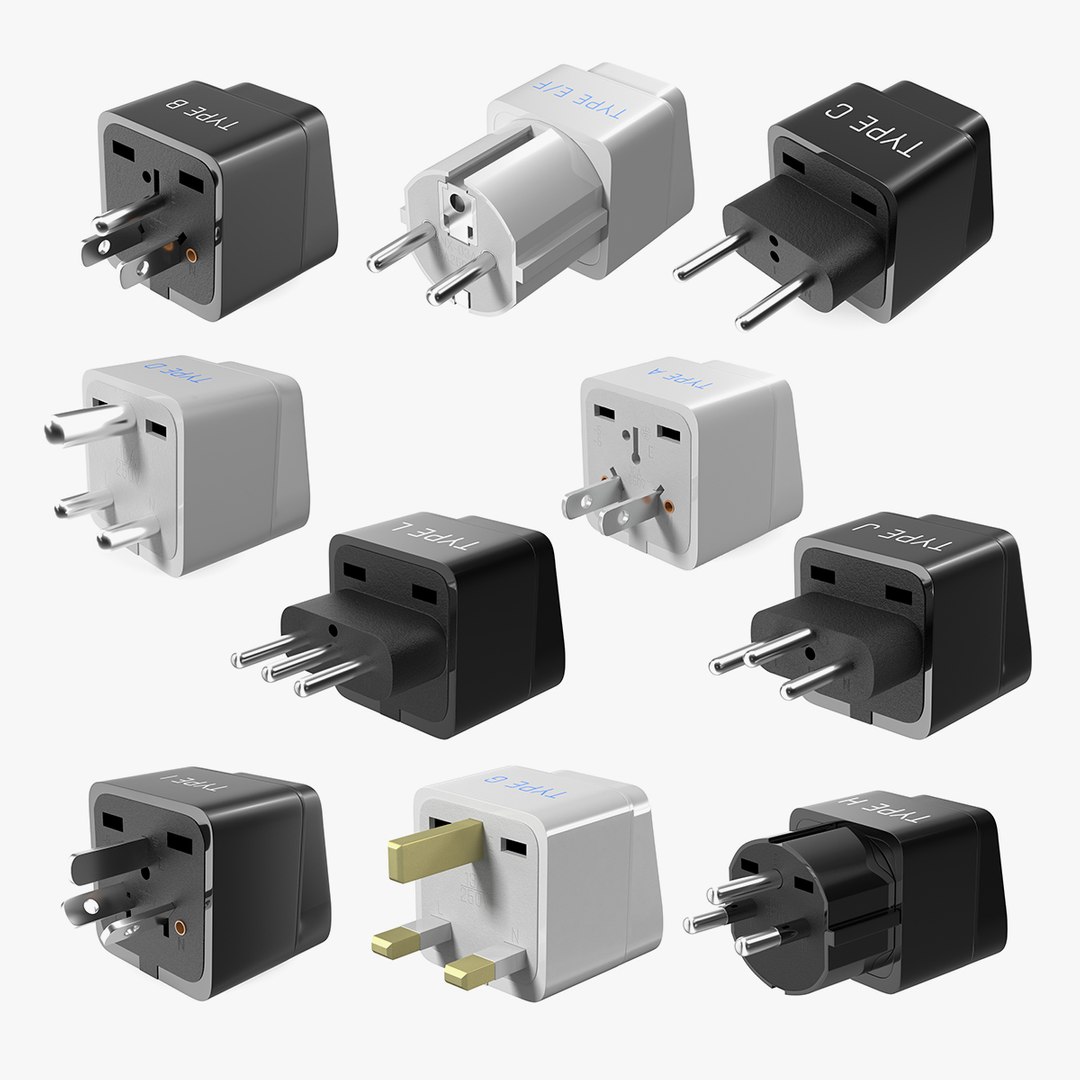 Electrical Plug Adapters Collection 7 3D model preview