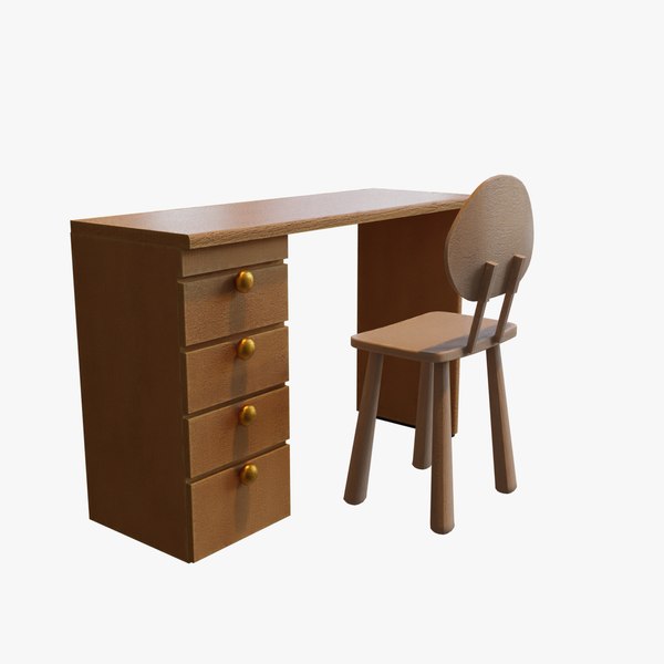 Cartoon wooden desk 3D model