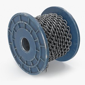 3D Blue Painted Metal Bobbin Steel Chain model