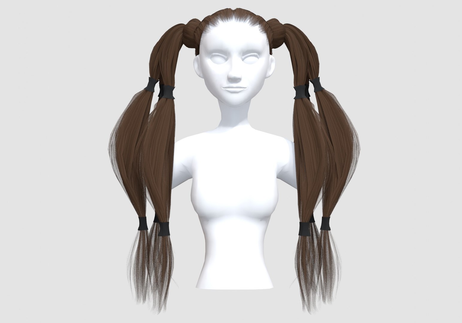 Stylized Pigtails Hairstyle 3D - TurboSquid 1940125