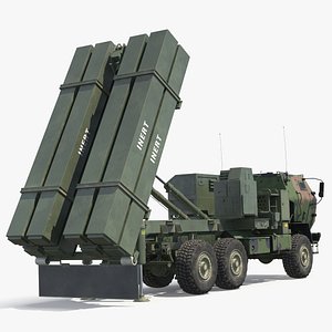 Mobile Surface Air Missile Launcher Truck Camo Simplified 3D model