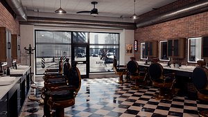 3D model Barber Shop Interior Environment