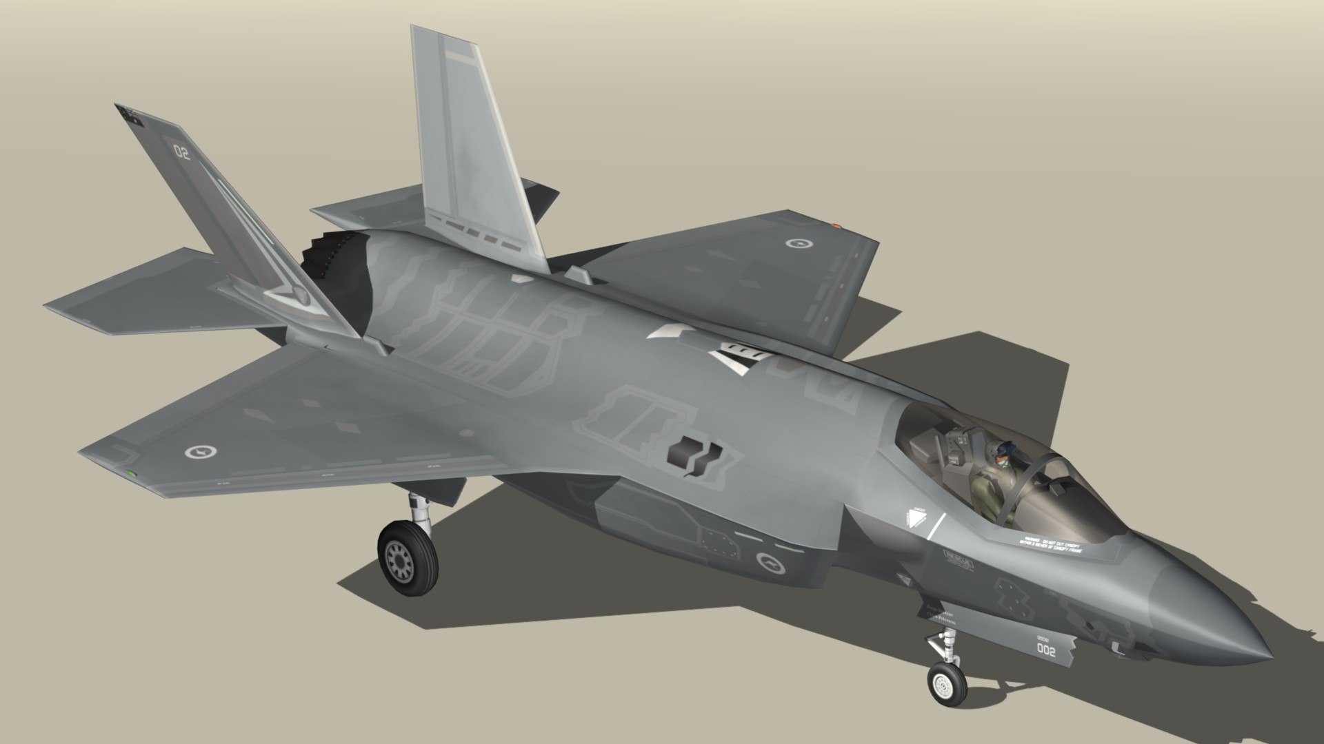 3D F35A RAAF https://p.turbosquid.com/ts-thumb/ny/VtgN8w/f7/f35auspr17/jpg/1634134651/1920x1080/fit_q87/6ee34abb3ced69399dd995b822d64bb8f7ebfab9/f35auspr17.jpg