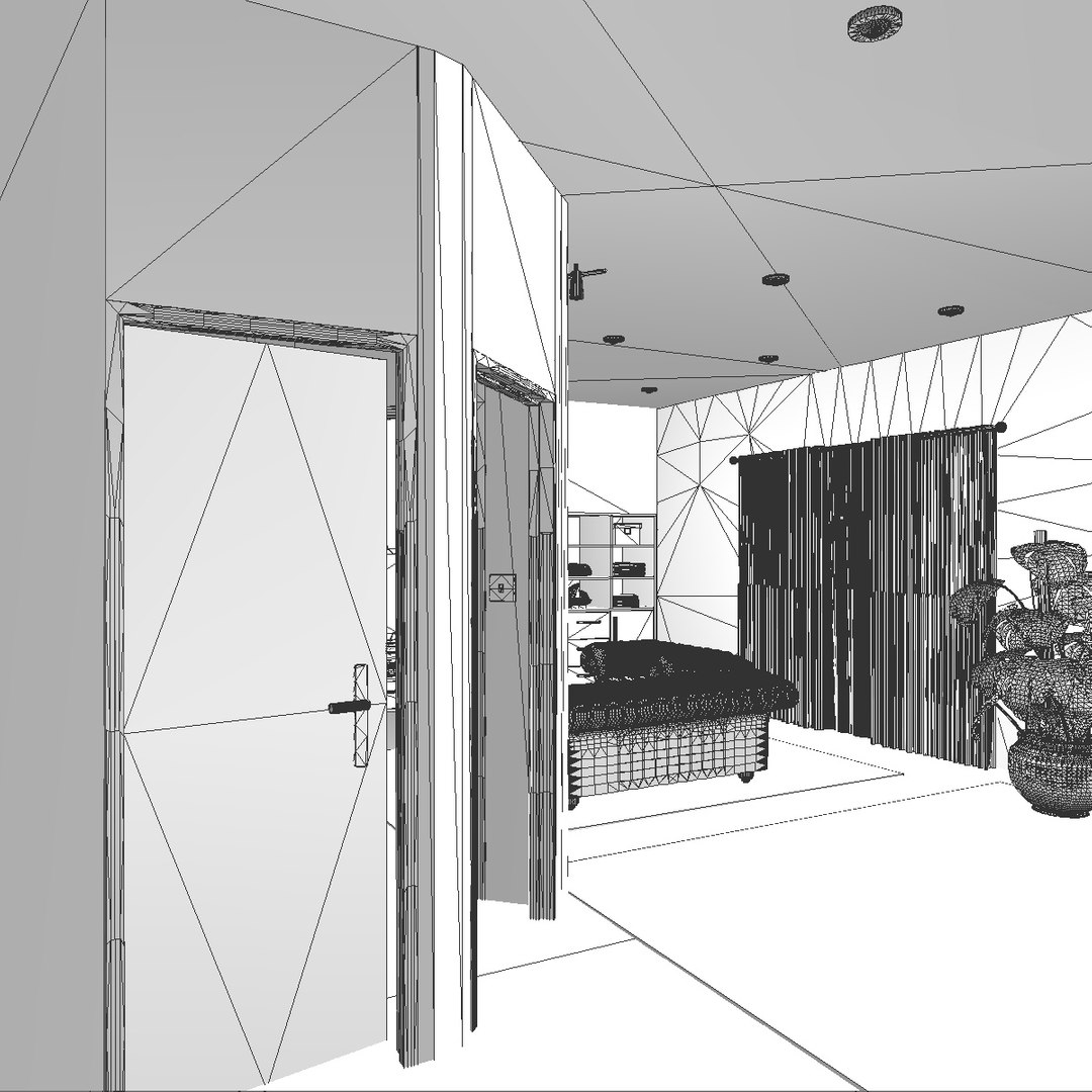 3d timber living room model