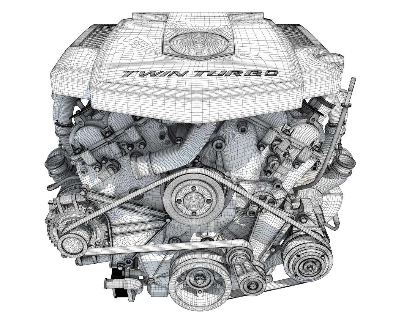 3D twin turbo v6 car engine - TurboSquid 1337725