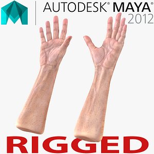 Old Man Hands 3 Rigged for Maya