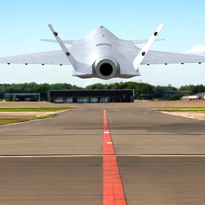 3D Stealth Unmanned Fighter Jet White Rigged