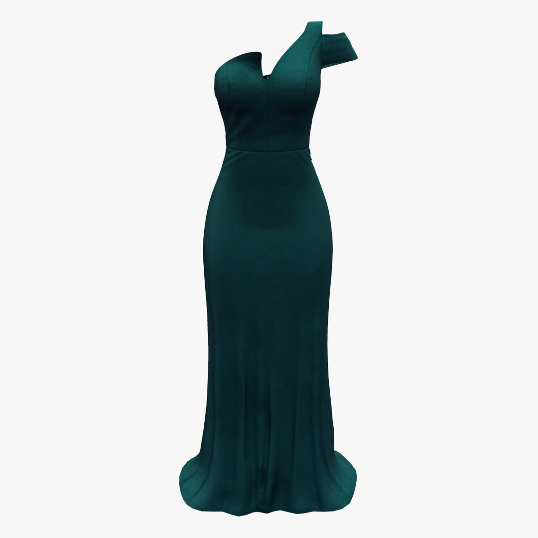 Aqua Velvet One buy Shoulder Gown