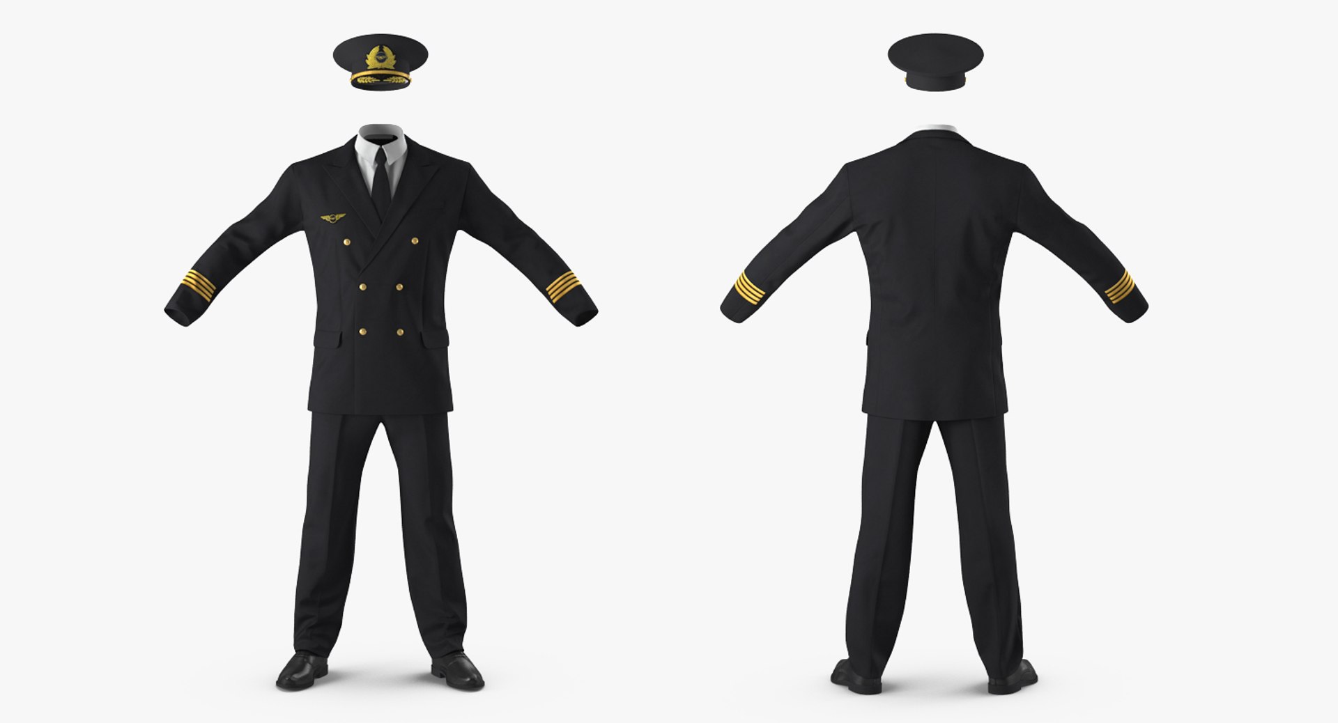 Airline Pilot Uniform 3d C4d