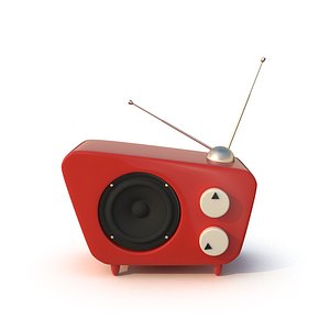 3d model of stylized cartoon radio