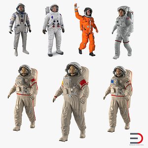 rigged astronauts 3 spacesuit 3d max