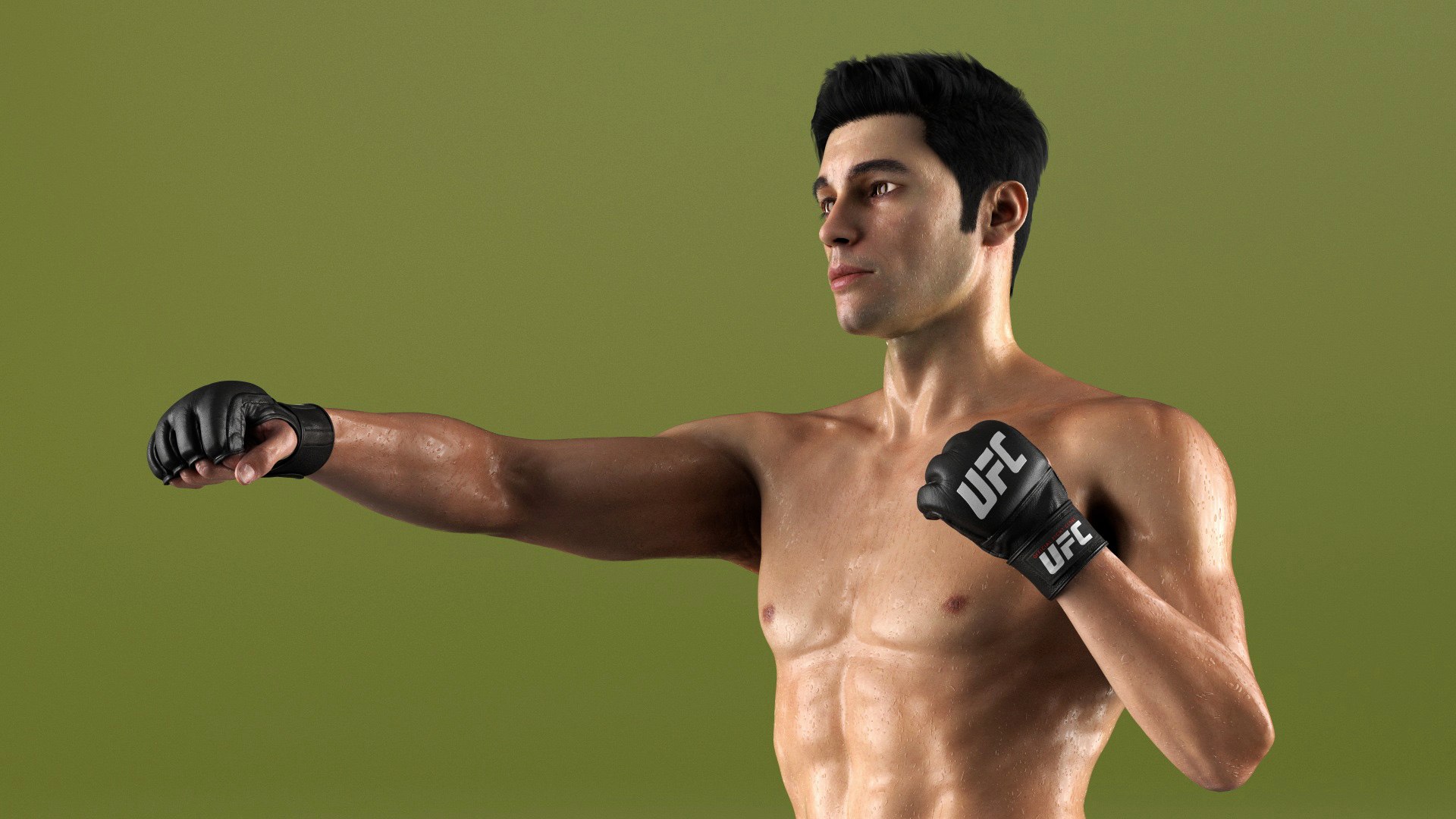 UFC MMA Fighter In Kicking Stance Sweaty Fur 3D Model - TurboSquid 2334007
