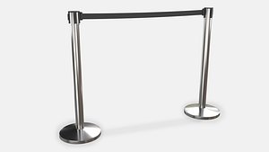 Stanchion with Black Retractable Belt