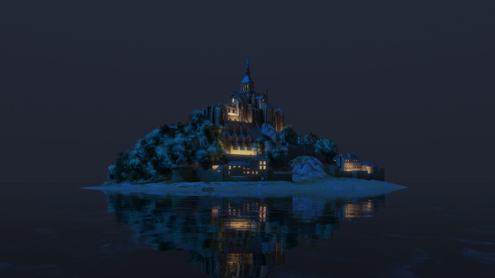 3D Mont Saint Michel model https://p.turbosquid.com/ts-thumb/nz/YGXfaZ/nJ/nightframe02/jpg/1620155770/1920x1080/fit_q87/9ae8283f744e32c4b04dbf754aeedf6d372ac0ff/nightframe02.jpg