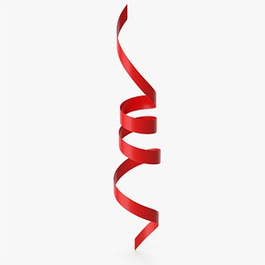 3D Red Curly Ribbon