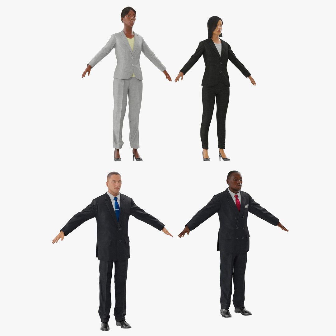 Rigged Business People Collection 2 3D model preview