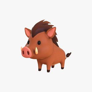 Cartoon Wild Boar Animal 01 3D model
